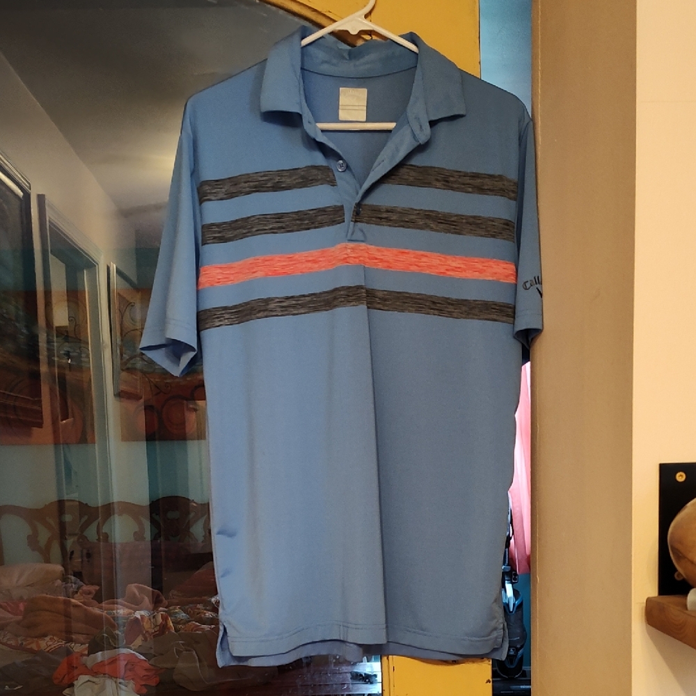 Callaway Blue and Black Polo Shirt with Stripes